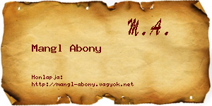 Mangl Abony névjegykártya
